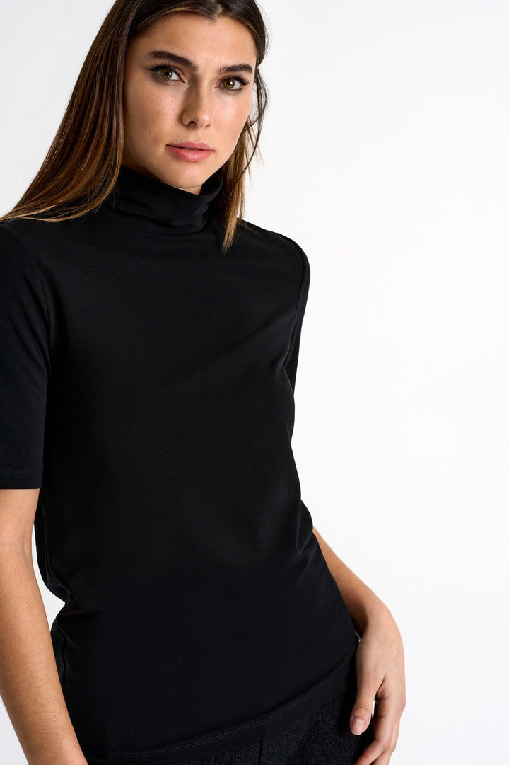 Short Sleeve Mock Neck Top - 52484-61-800