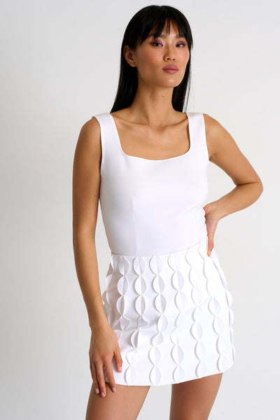 Scallop Detail Mini Skirt - 52357-45-000 02 / 000 White / 75% POLYAMIDE, 25% ELASTANE