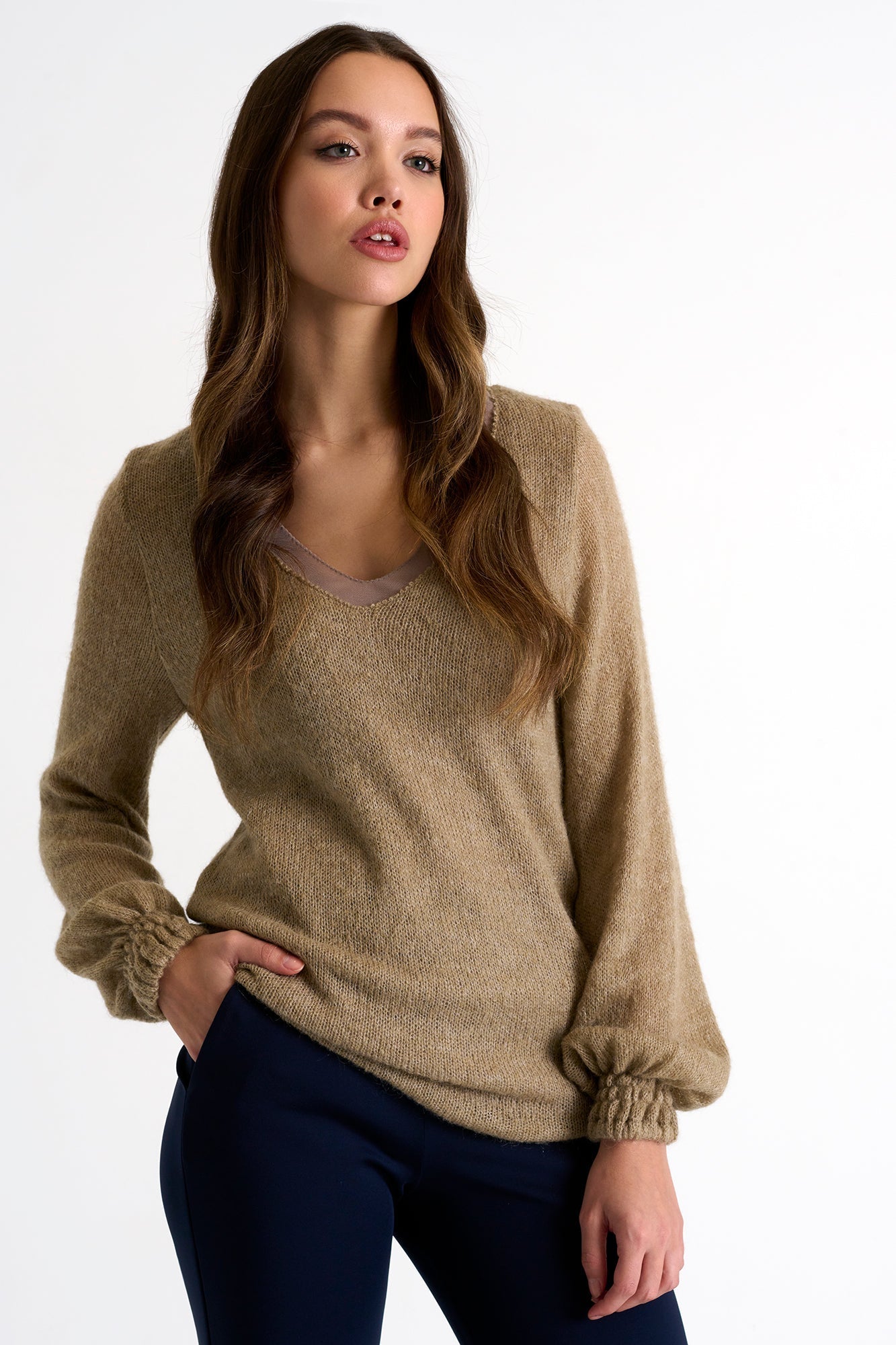 Oversized Sweater - 52359-92-040 02 / 040 Almond / 40% ACRYLIC 40% POLYAMIDE 20% MOHAI