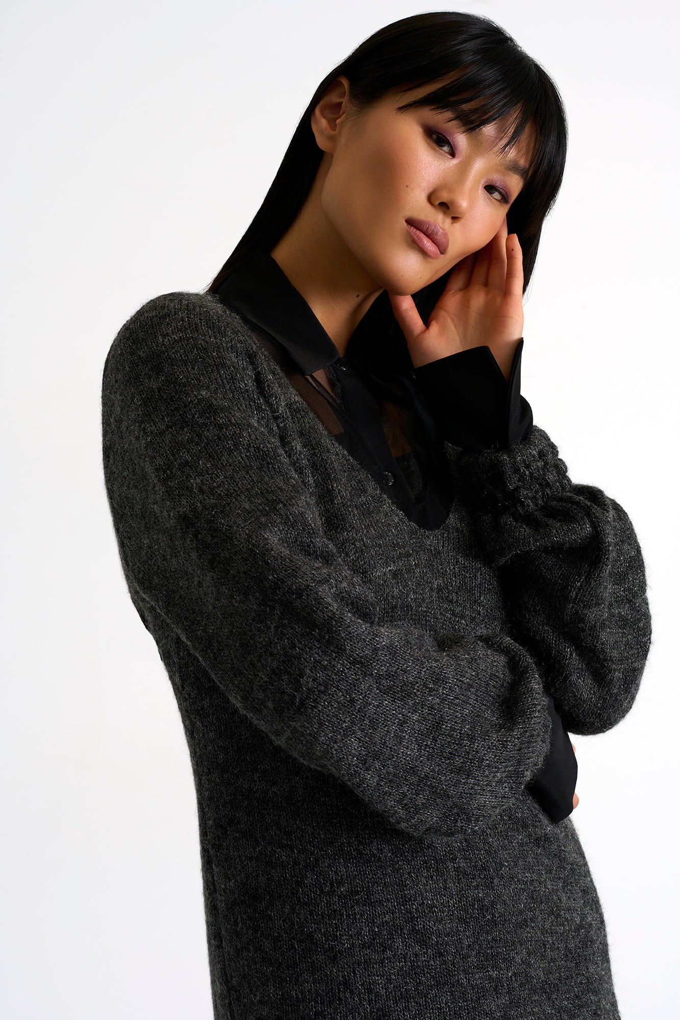 Oversized Sweater - 52359-92-160 02 / 160 Charcoal / 40% ACRYLIC 40% POLYAMIDE 20% MOHAI