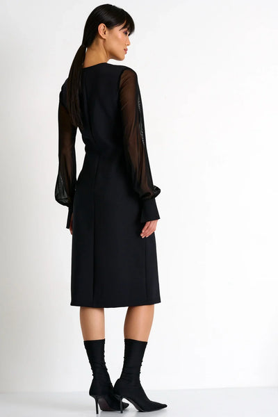 Sheer Sleeve Elegant Dress - 52367-75-800