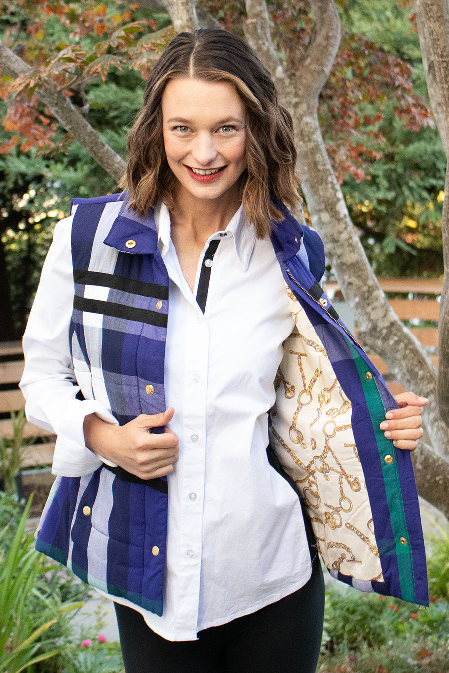 Rosey Vest Purple &amp; White Plaid