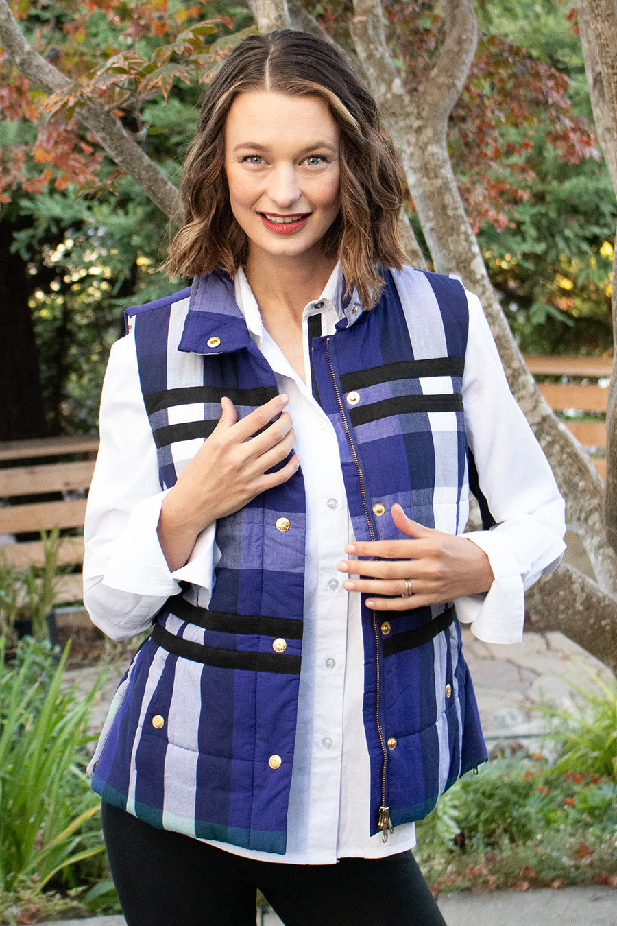 Rosey Vest Purple &amp; White Plaid