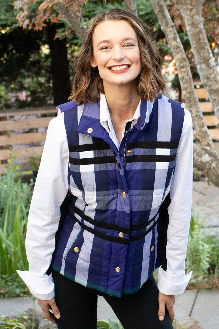 Rosey Vest Purple &amp; White Plaid