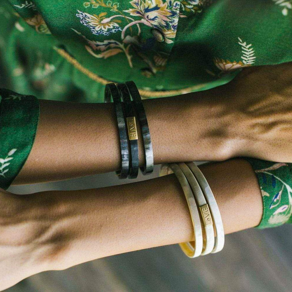 Trinity Horn Bangle - Natural &amp; White - Love Is Project