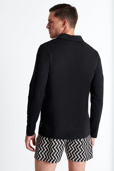 Long Sleeve Textured Jersey Polo - 62213-49-800
