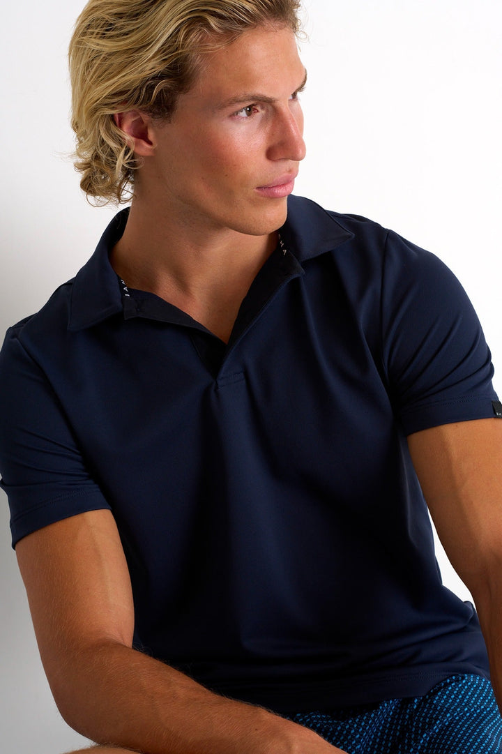 62213-47-590 - Textured Jersey Polo S / 590 Navy