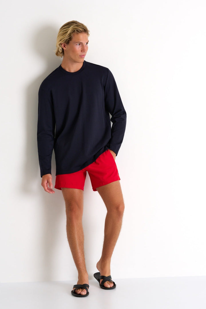 62274-82-590 - Textured Jersey Long Sleeve Round Neck S / 590 Navy