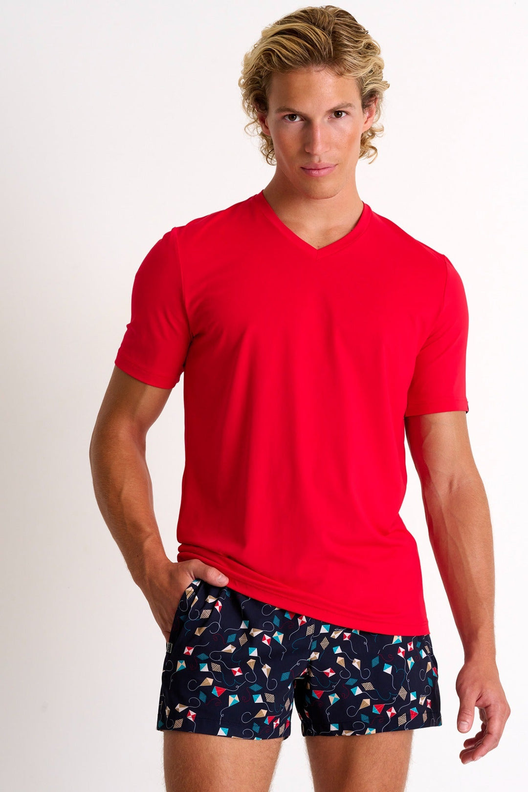 62320-91-300 - Microfiber V-Neck T-Shirt S / 300 Red
