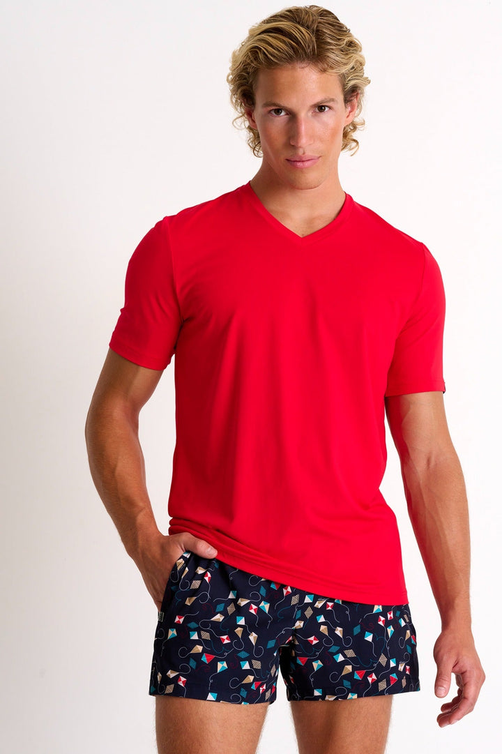 62320-91-300 - Microfiber V-Neck T-Shirt S / 300 Red