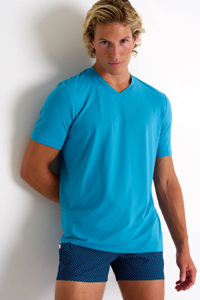 62320-91-510 - Microfiber V-Neck T-Shirt S / 510 Turquoise