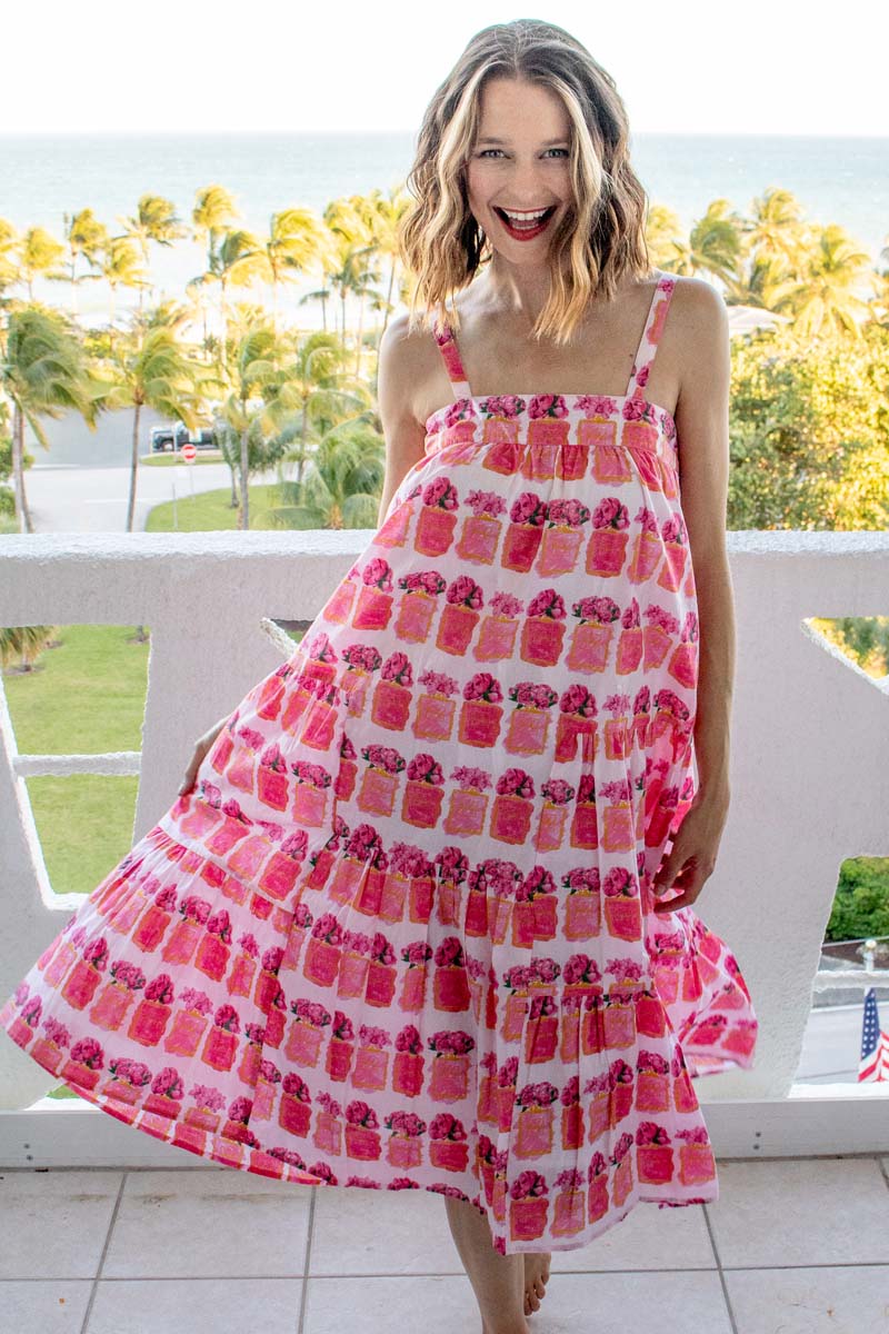 Cape May Dress Multi-Pink Flora Print