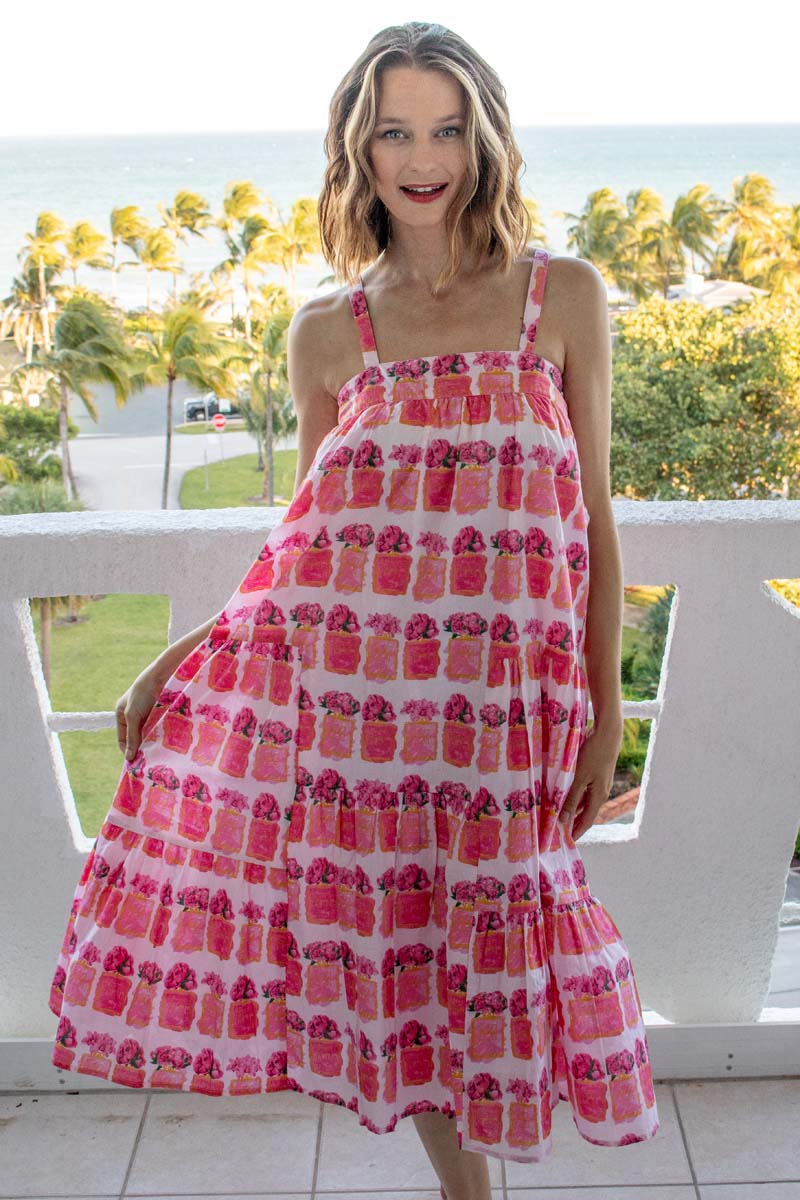 Cape May Dress Multi-Pink Flora Print