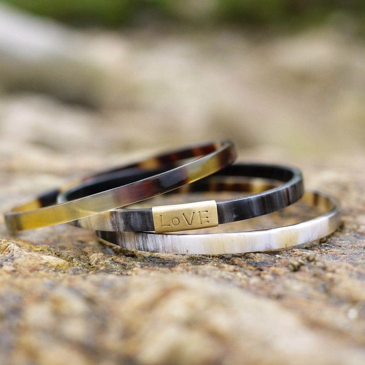 Trinity Horn Bangle - Natural &amp; White - Love Is Project