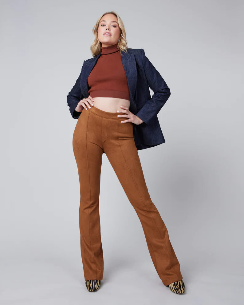Faux Suede Flare Pants
