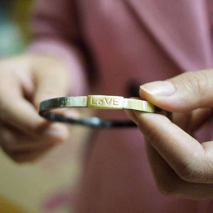 Trinity Horn Bangle - Natural &amp; White - Love Is Project