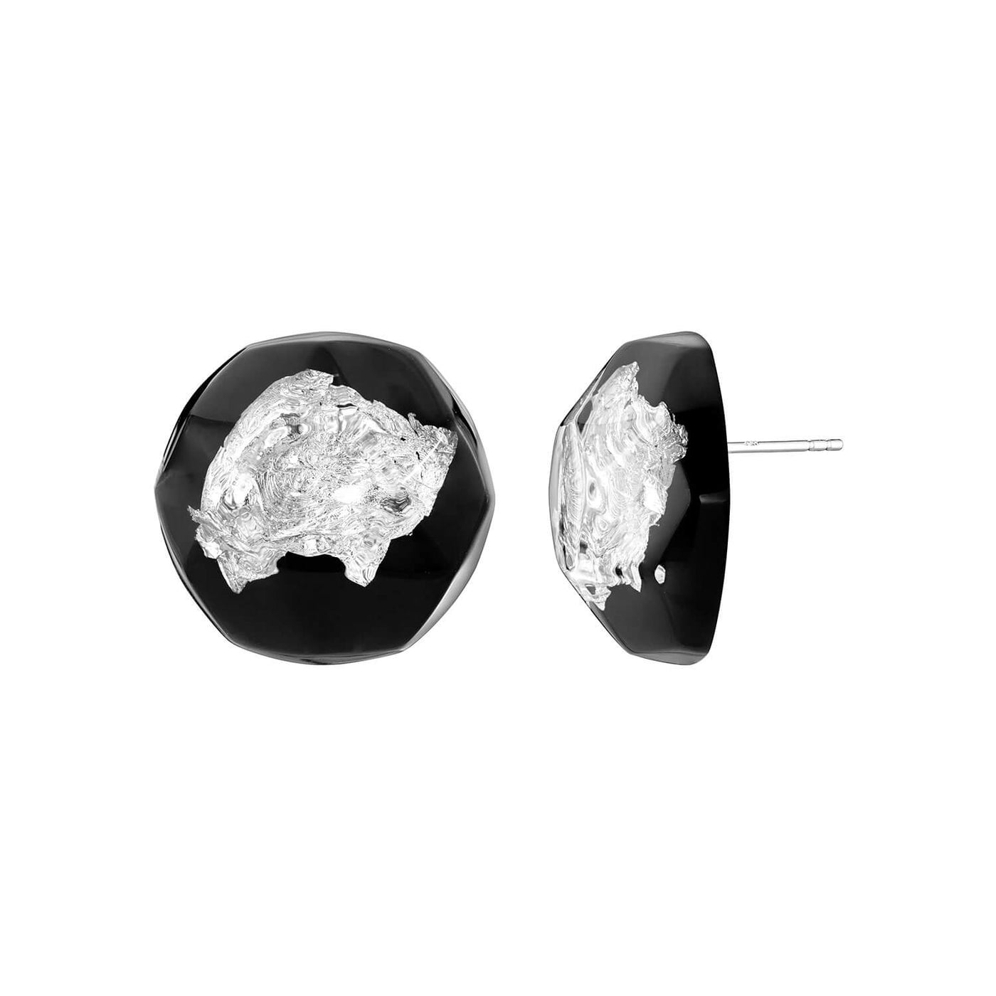FACETED STUDS - BLACK AND SILVER