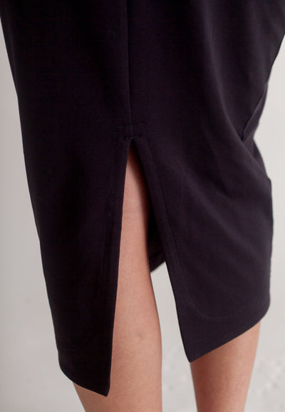 Buki Black Straight Skinny Skirt , back slit