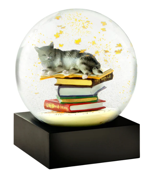 Cat on Books Snow Globe