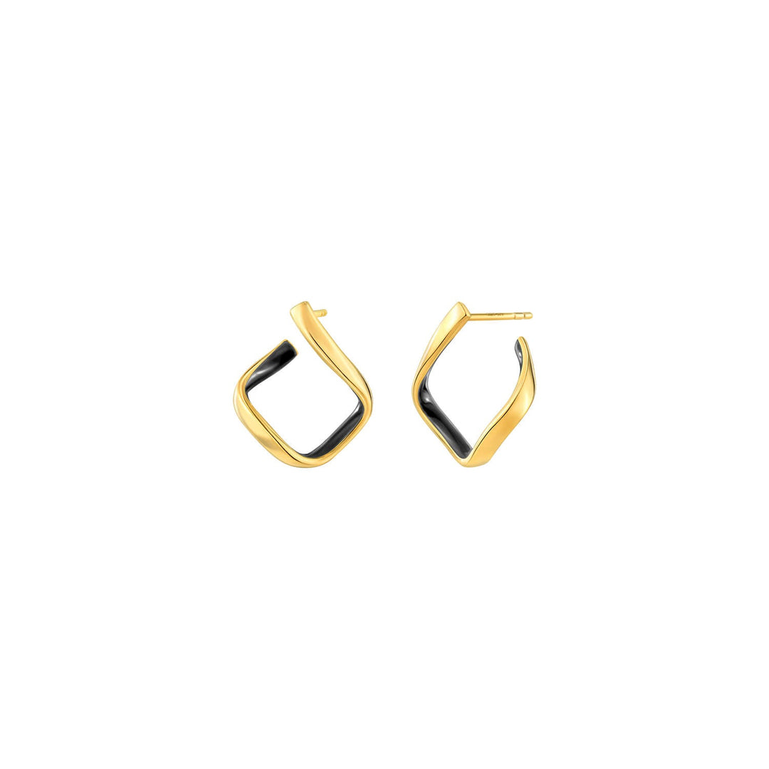 Black Enamel Twist Hoop Earrings