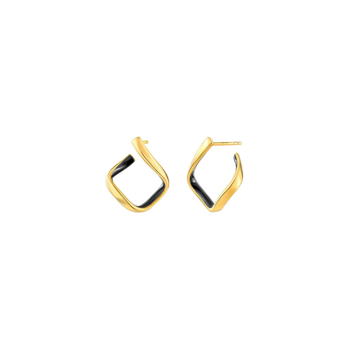 Black Enamel Twist Hoop Earrings