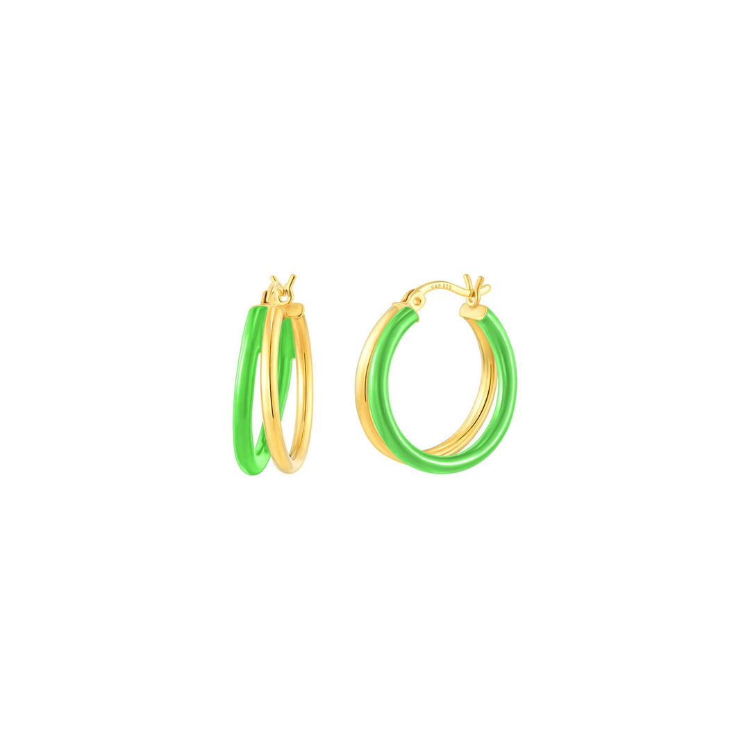 GREEN DOUBLE ENAMEL HOOPS