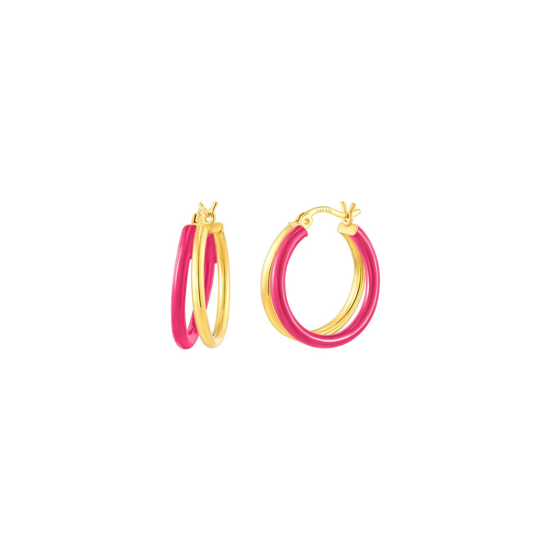 PINK DOUBLE ENAMEL HOOPS