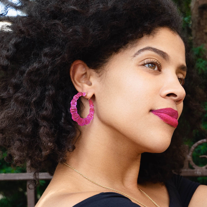 Hot Pink Bamboo Hoops