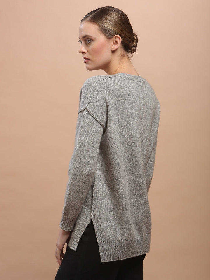 Contrast Stitch V Neck