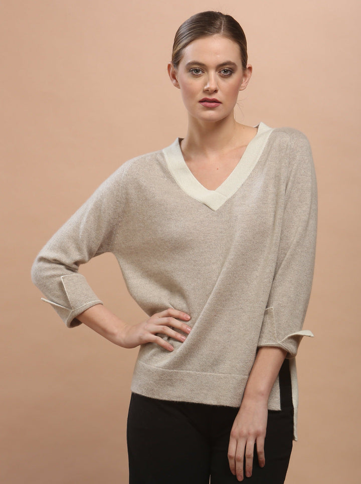 Color Block V Neck