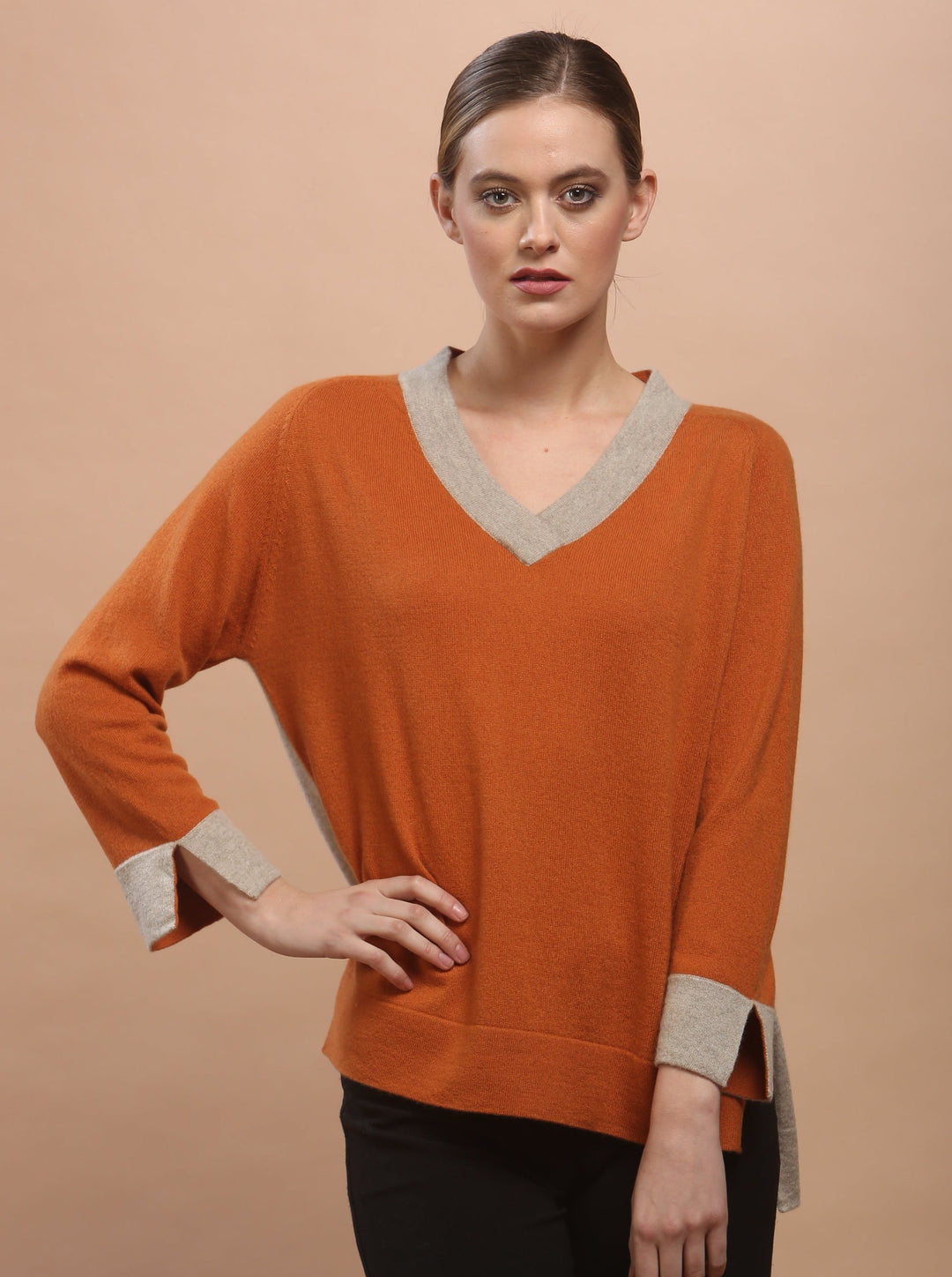 Color Block V Neck