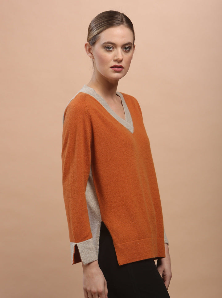 Color Block V Neck