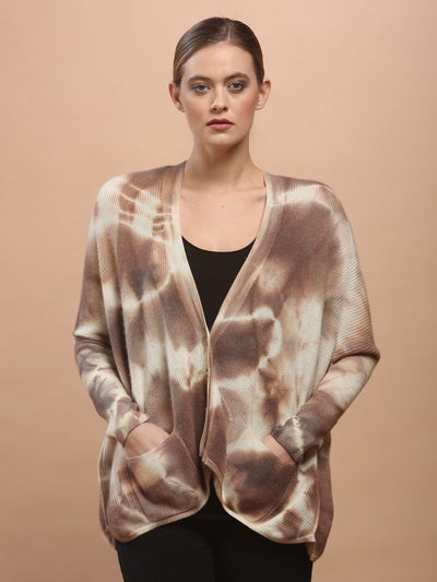 Hand Dye Oversized Cardigan in Mongolia Cashmere