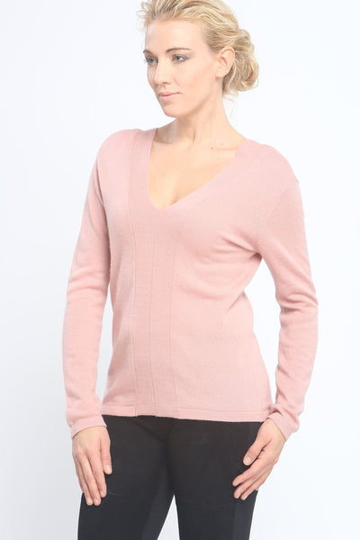 Two-Way Lace Up Detailed V Neck Pullover in Cashmere