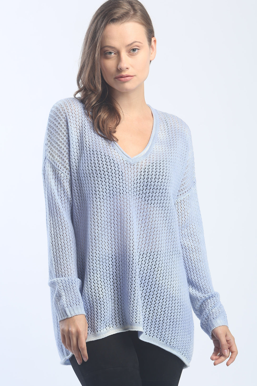 Hand Painted Novelty Stitch V Neck Pullover