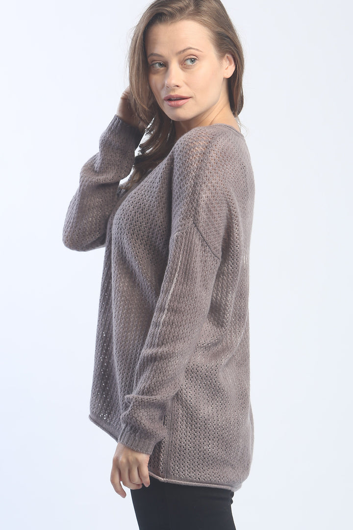 Hand Painted Novelty Stitch V Neck Pullover