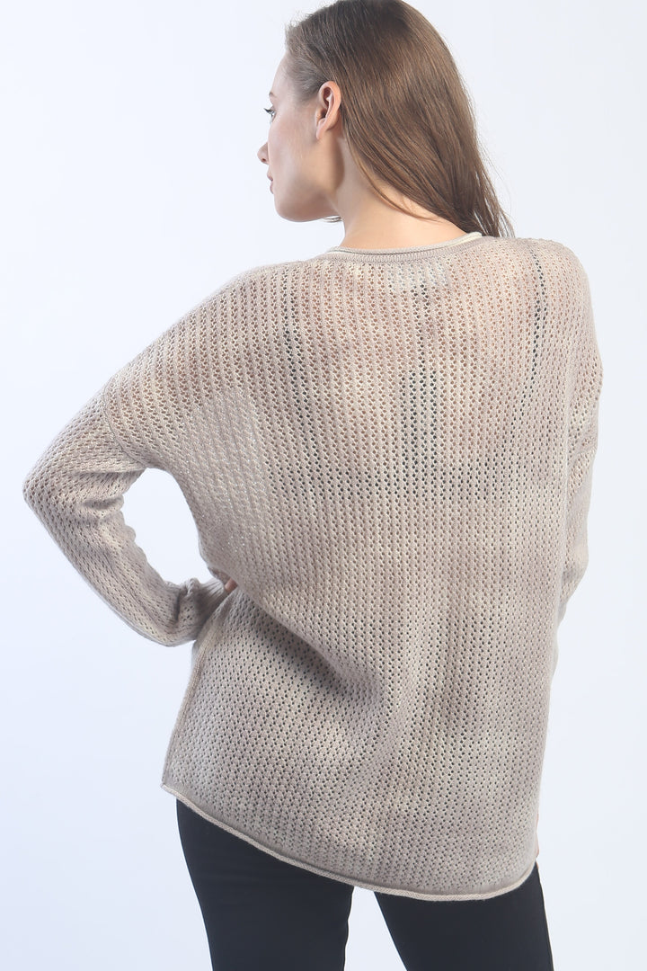 Hand Painted Novelty Stitch V Neck Pullover