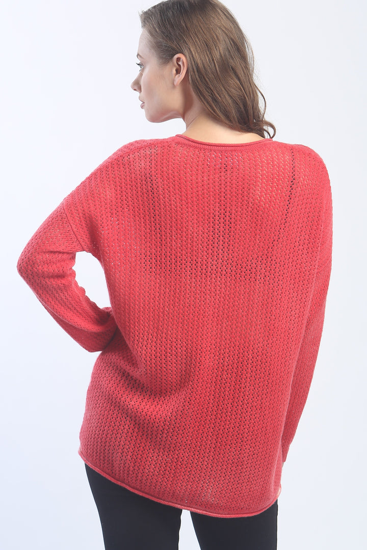 Hand Painted Novelty Stitch V Neck Pullover