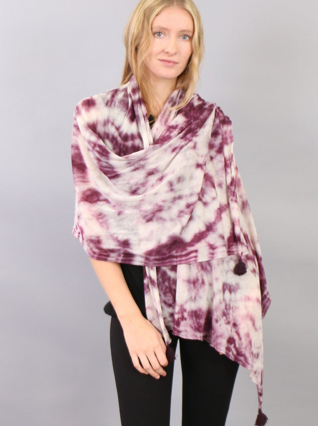 Tasseled Detailed Hand Dye Super Fine Cashmere Scarf