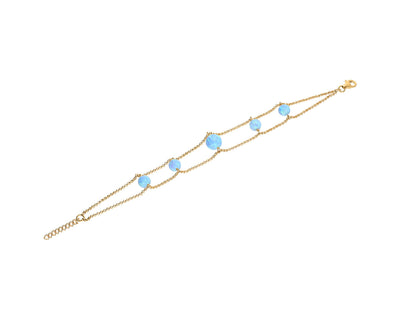 Double Strand Graduated Blue Opal Bracelet