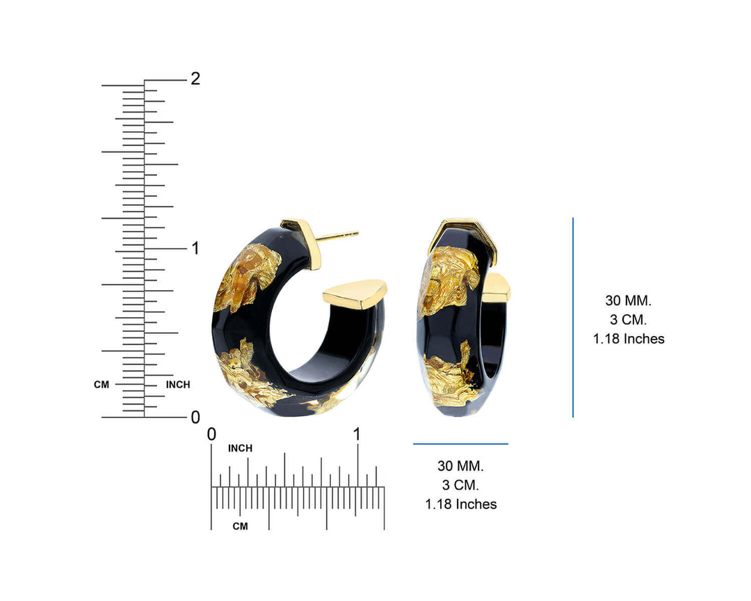 Black and Gold Leaf Lucite Hoops RULER