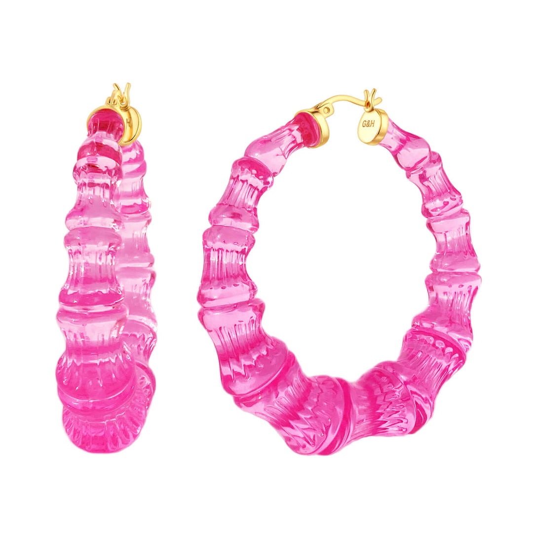 Hot Pink Bamboo Hoops