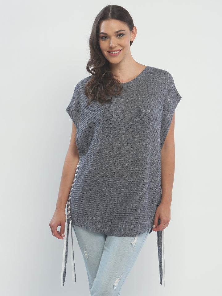 Lace-Up Sleeveless Pullover