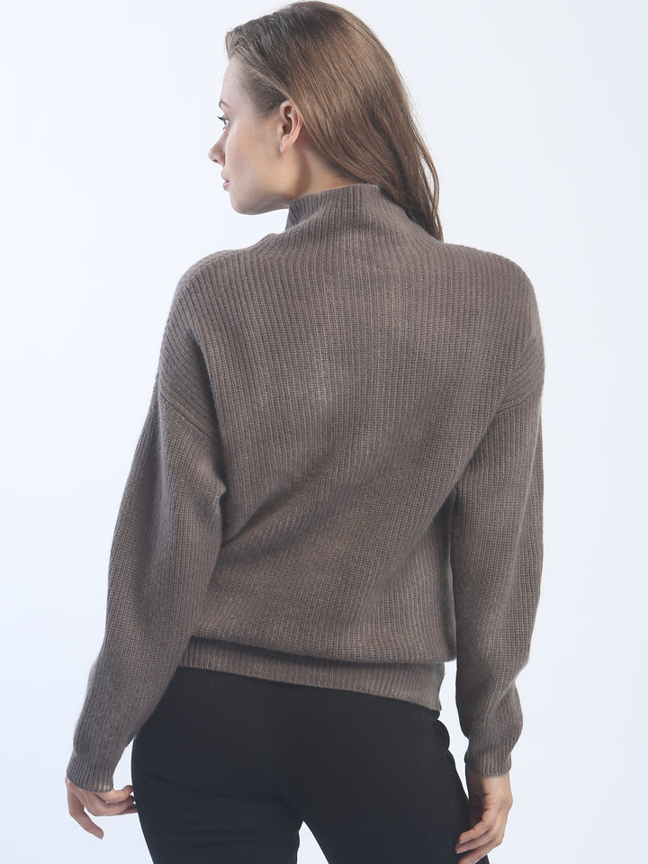 Hand Painted Ribbed Turtleneck Pullover