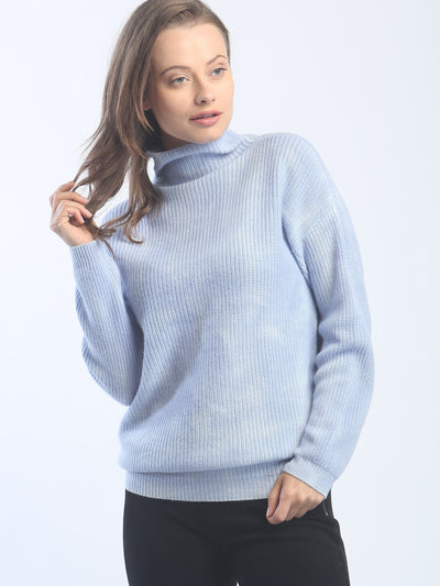 Hand Painted Ribbed Turtleneck Pullover