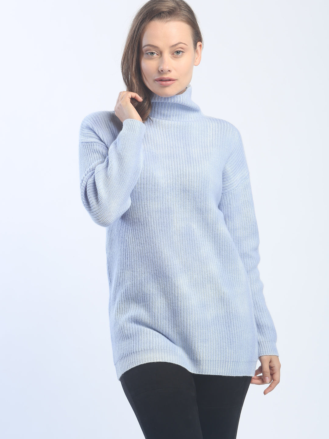 Hand Painted Ribbed Turtleneck Pullover
