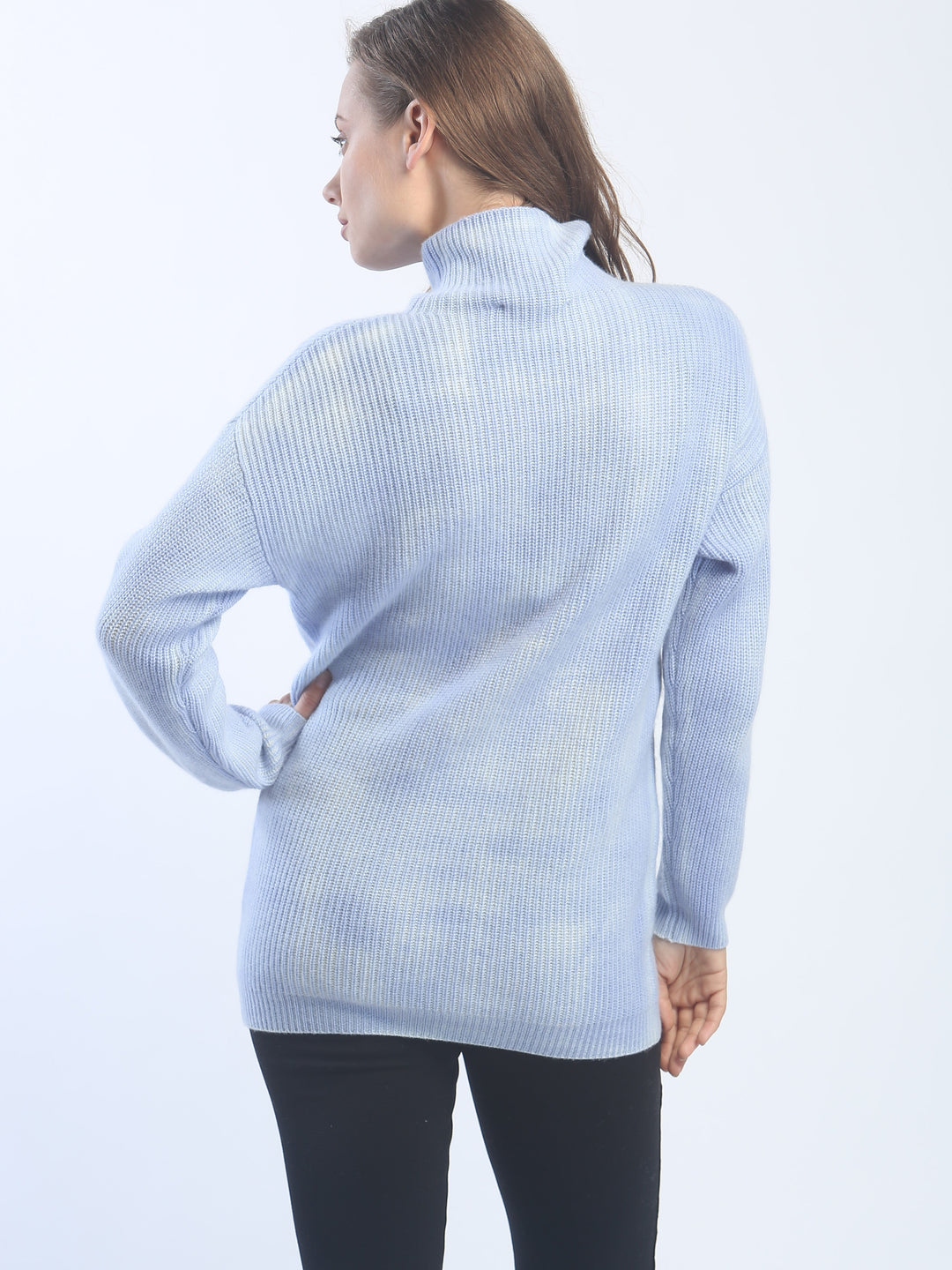 Hand Painted Ribbed Turtleneck Pullover