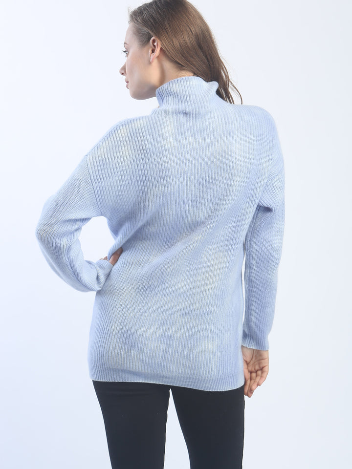 Hand Painted Ribbed Turtleneck Pullover