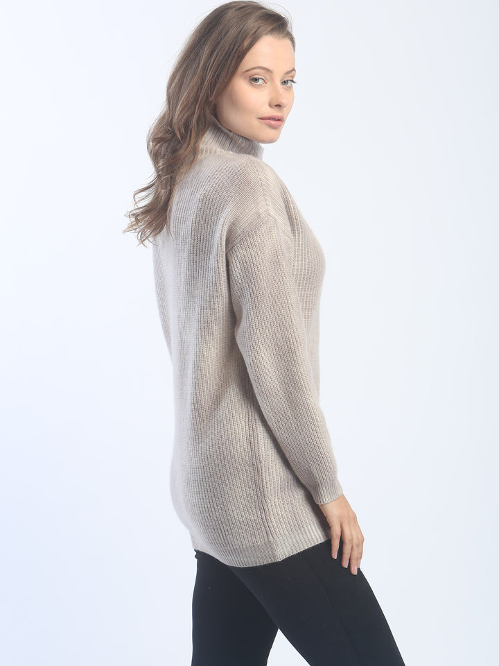 Hand Painted Ribbed Turtleneck Pullover
