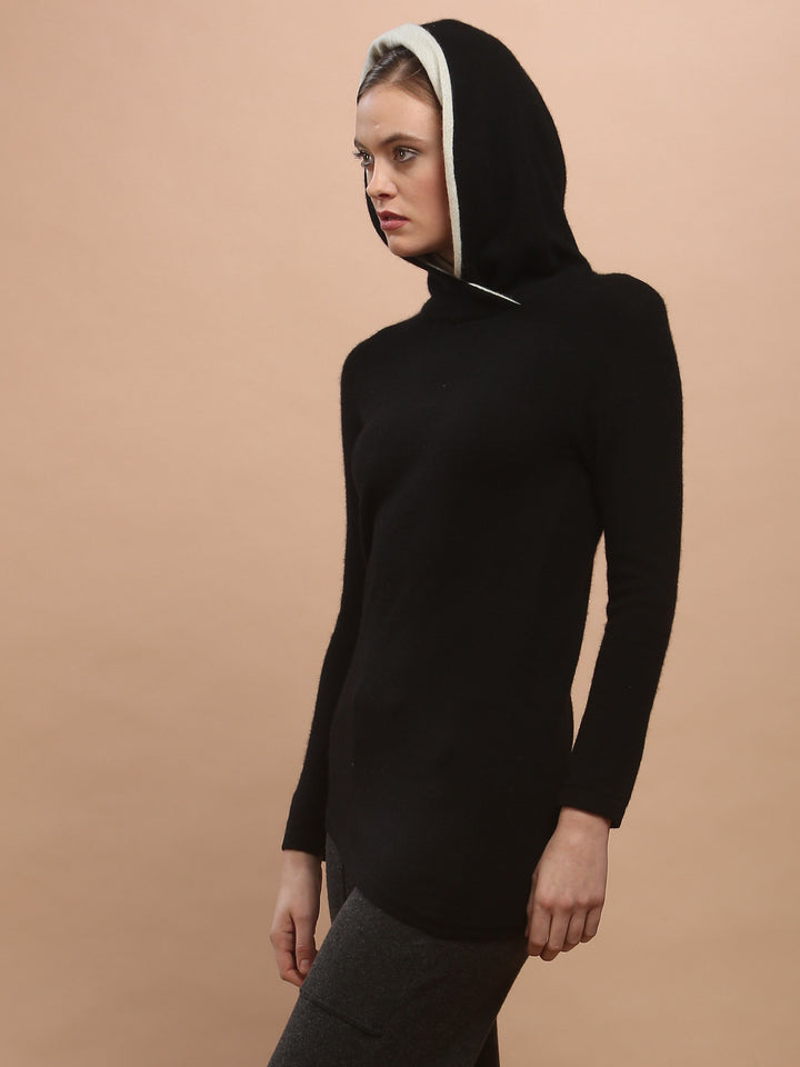 Contrast Lined Hoodie Tunic